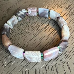 Botswana agate with hematite spacers soft bangle SIZE 7’